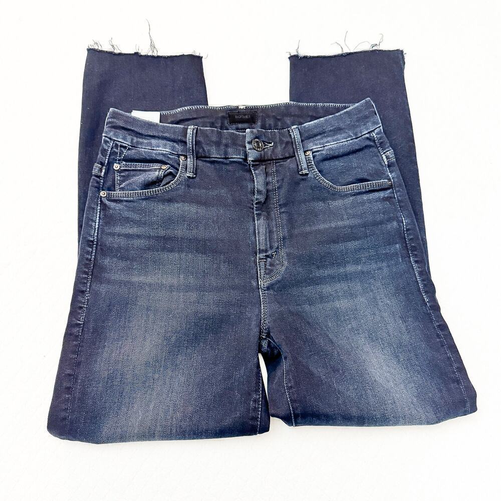 Mother High Waisted Looker Ankle Fray Last Call Dark Wash Denim Jeans Size 25 - Picture 4 of 11